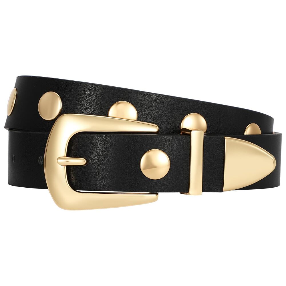 2989 Women's Leather Belts Punk Studded Belt Metal Tailed Ladies
